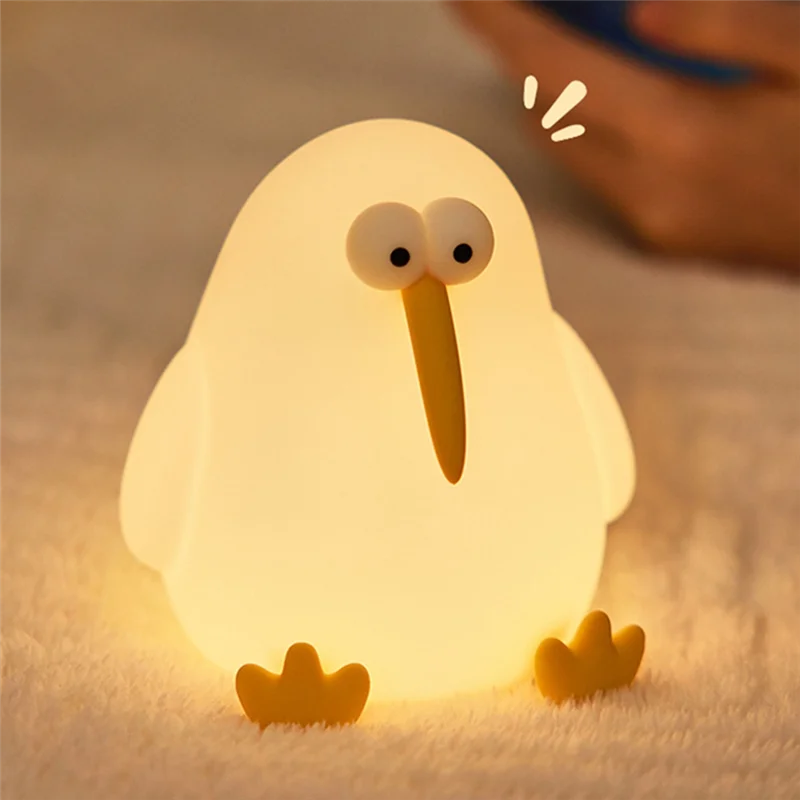 Hot Sale-Squishy Kiwi Bird Lamp Rechargeable Dimmable Silicone Nursery Toddler Animal Nightlight Fun Decor For Children