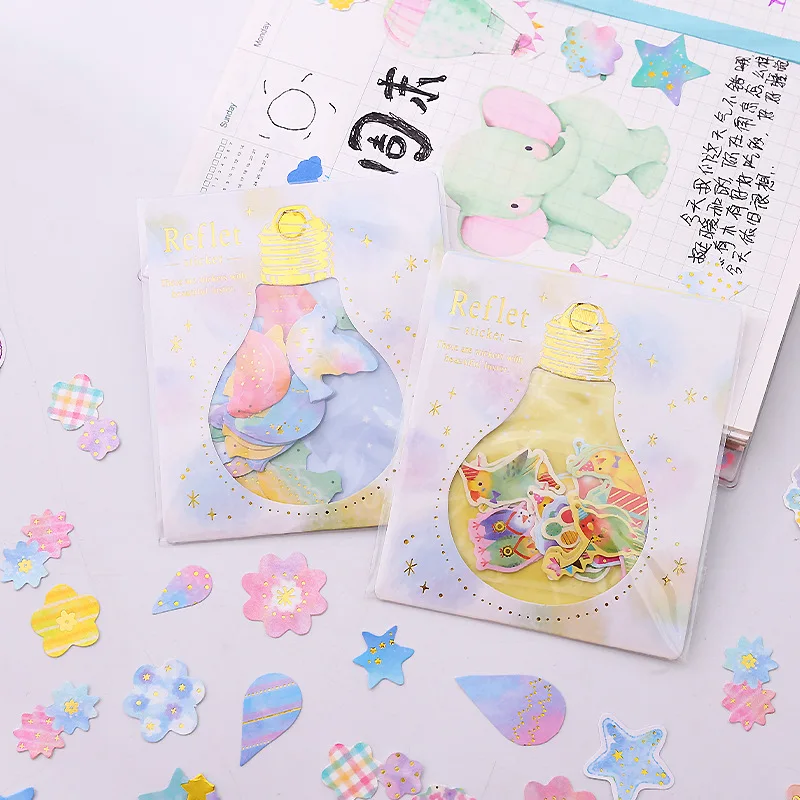 

30 шт./пакет, милый мультяшный светильник, ПВХ наклейка, корейский стиль, клейкие наклейки, скрапбукинг, сделай сам, дневник, декоративные наклейки
