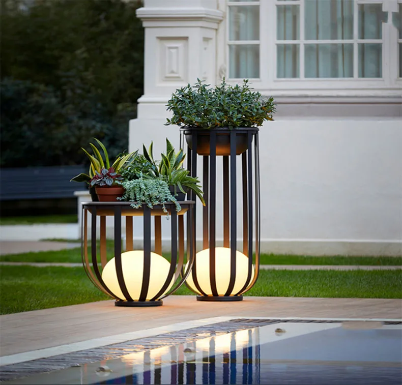 

Outdoor Lawn Lamp Potted Plant Holder Landscape Lights Yard Standing Lamp Garden Bollard Light For Villa
