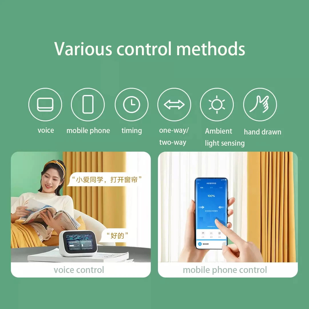 Imagem -03 - Xiaomi Mijia Inteligente Cortina do Motor Interruptor de Controle Voz Cortina Elétrica Robô Mijia App Controle Temporizador Configuração Malha Ligação Inteligente