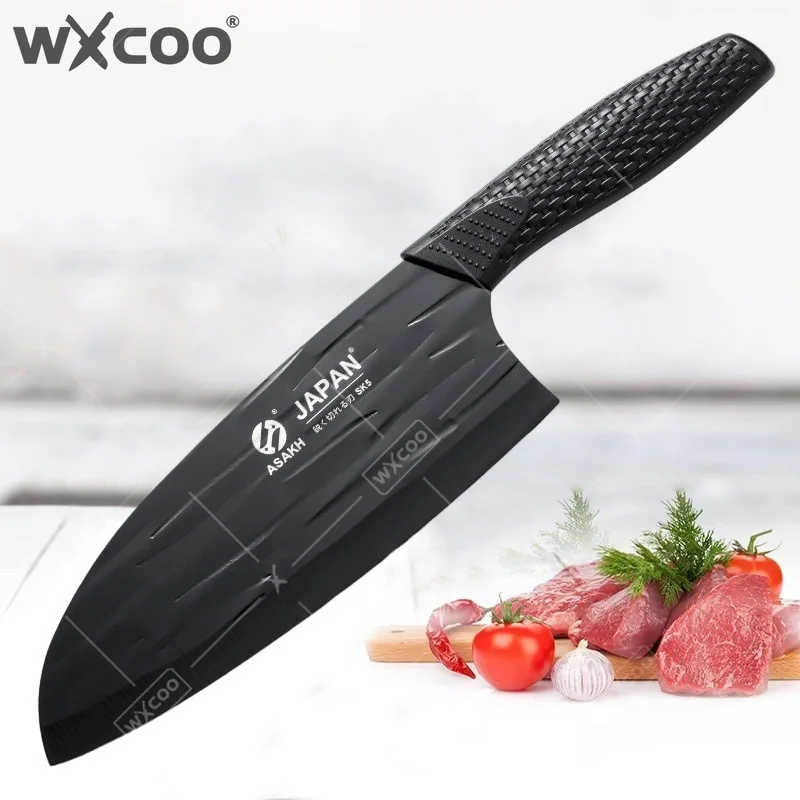WXCOO 1pcs Fruit Slicing Japanese Kitchen Stainless Steel Boning Cleaver Chef Knives Household