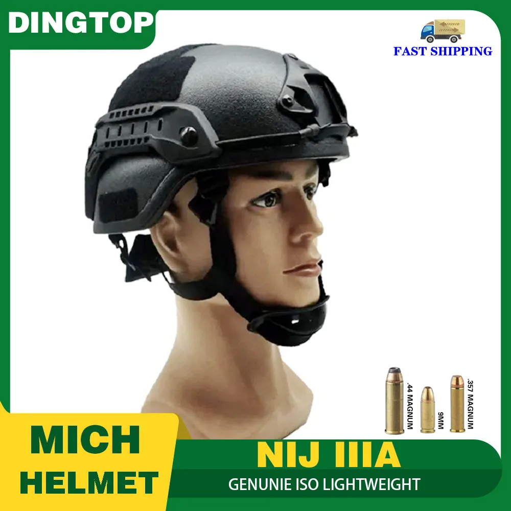 Bulletproof Helmet ISO Certified 100% Aramid Tactical BulletProof MICH 2000 NIJ IIIA Ballistic Safety Protection