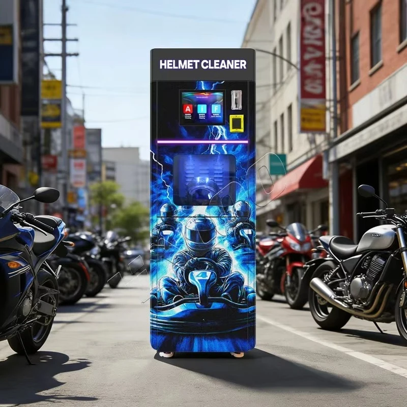 FOODLINE Customized Helmet Cleaning Vending Machine Touch Screen Wi-Fi/4G LTE Coin QR Code Credit Card Payment Options