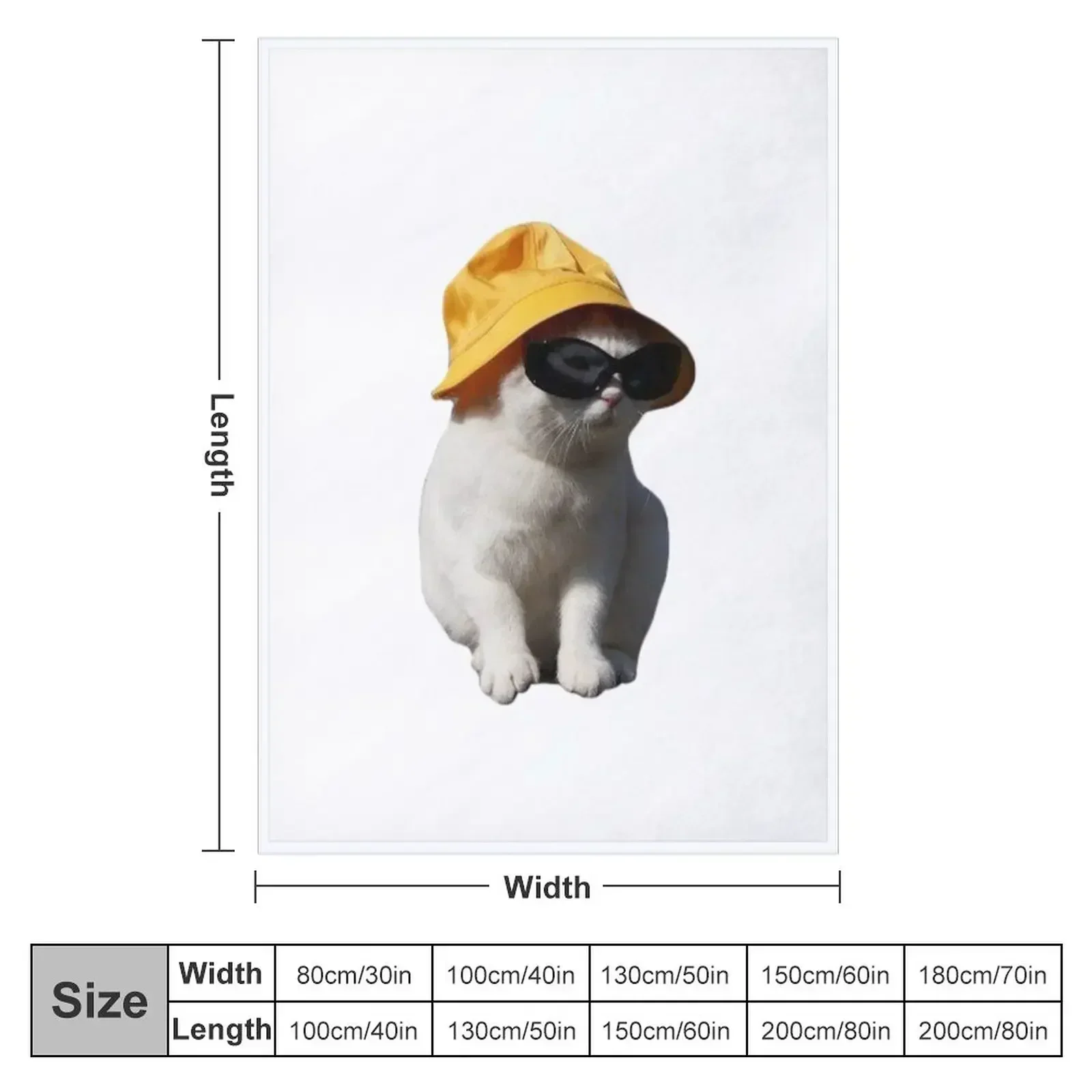 bucket hat cat Throw Blanket Soft Plush Plaid Single Softest Beach Blankets