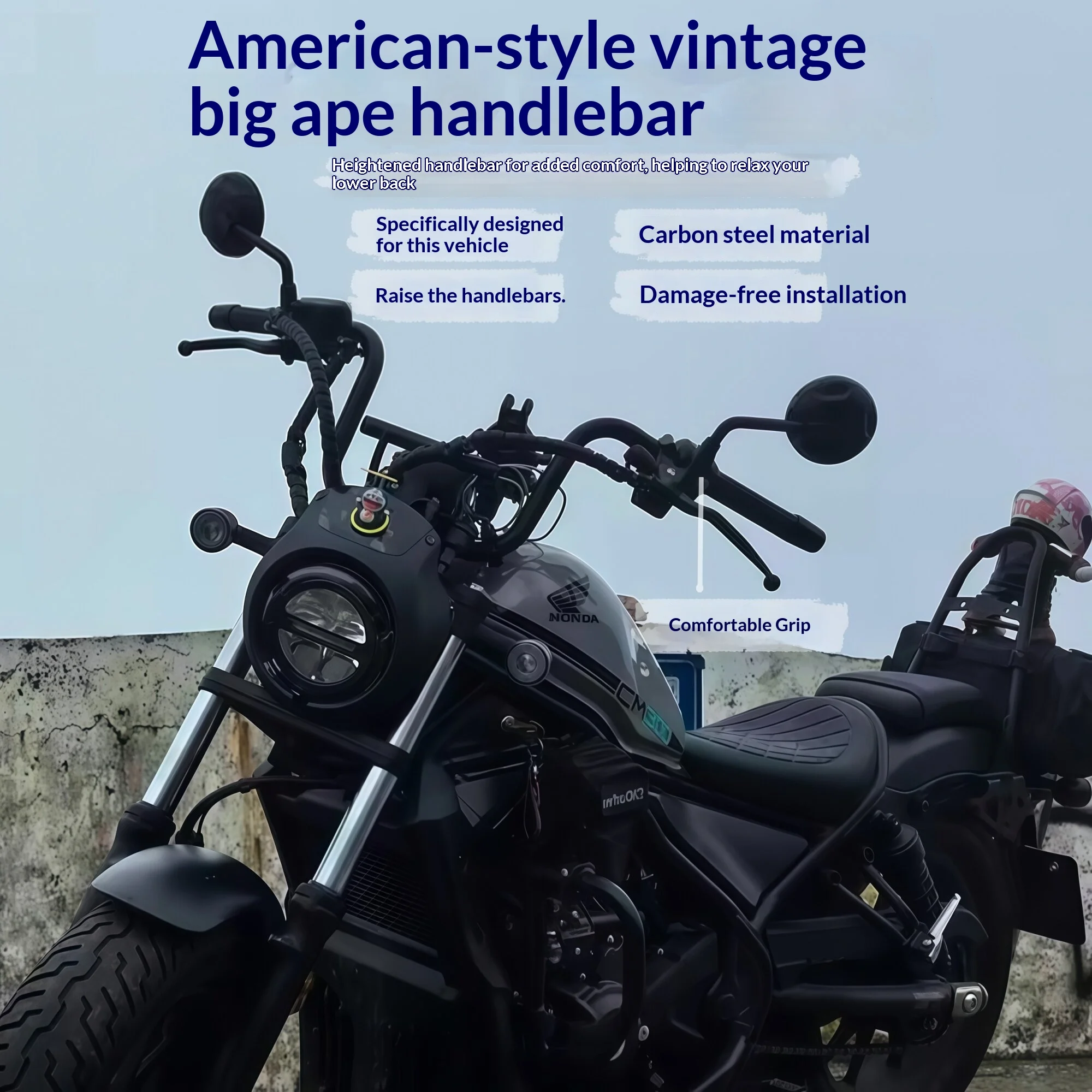 【Premium】For Honda CM500 modified high handlebar, steering handlebar, riser handlebar, CM300 big monkey handlebar, handlebar han