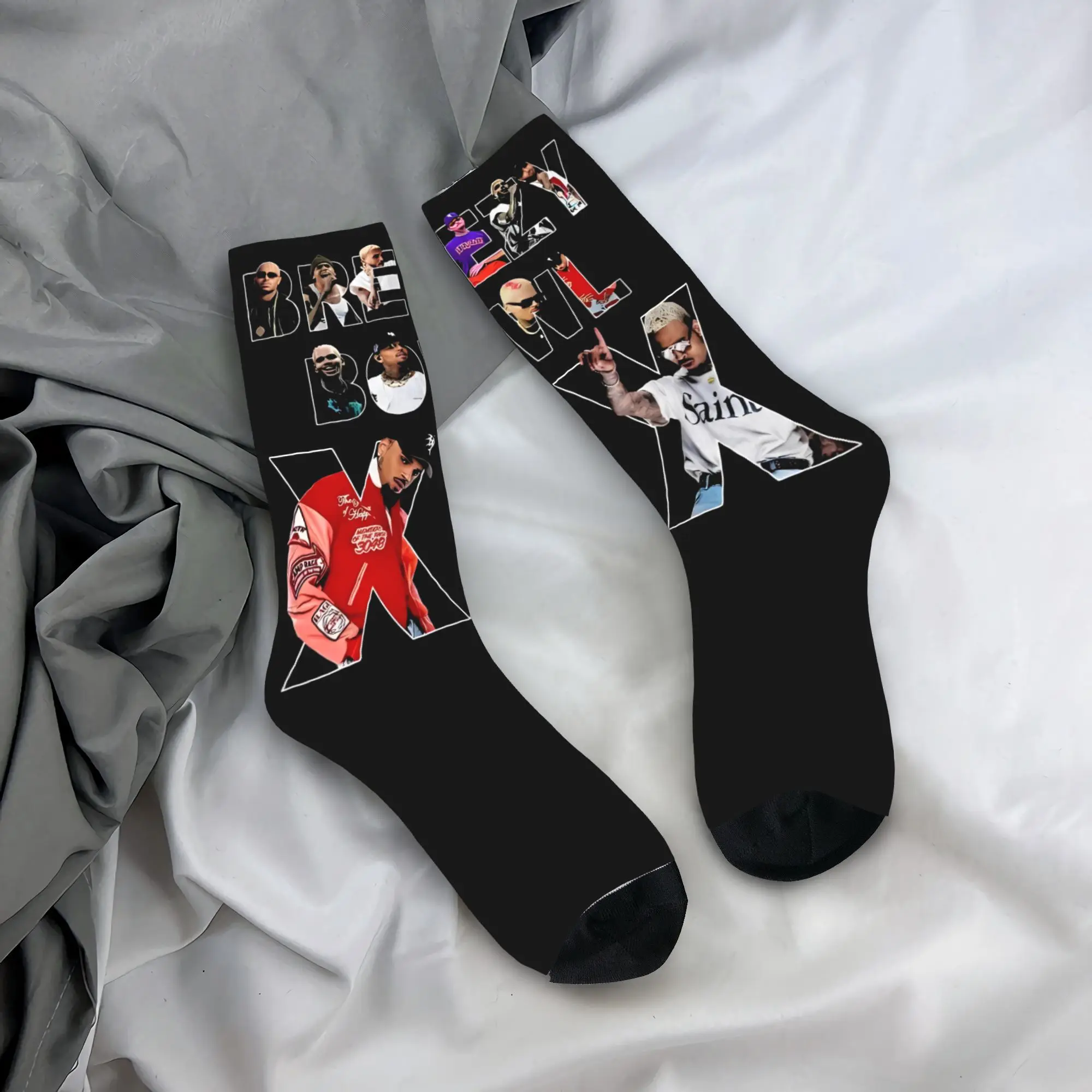 

Fun Women Men Crew Socks Chris Brown Breezy Bowl XX Tour Merchandise Super Soft Breathable Dress Socks