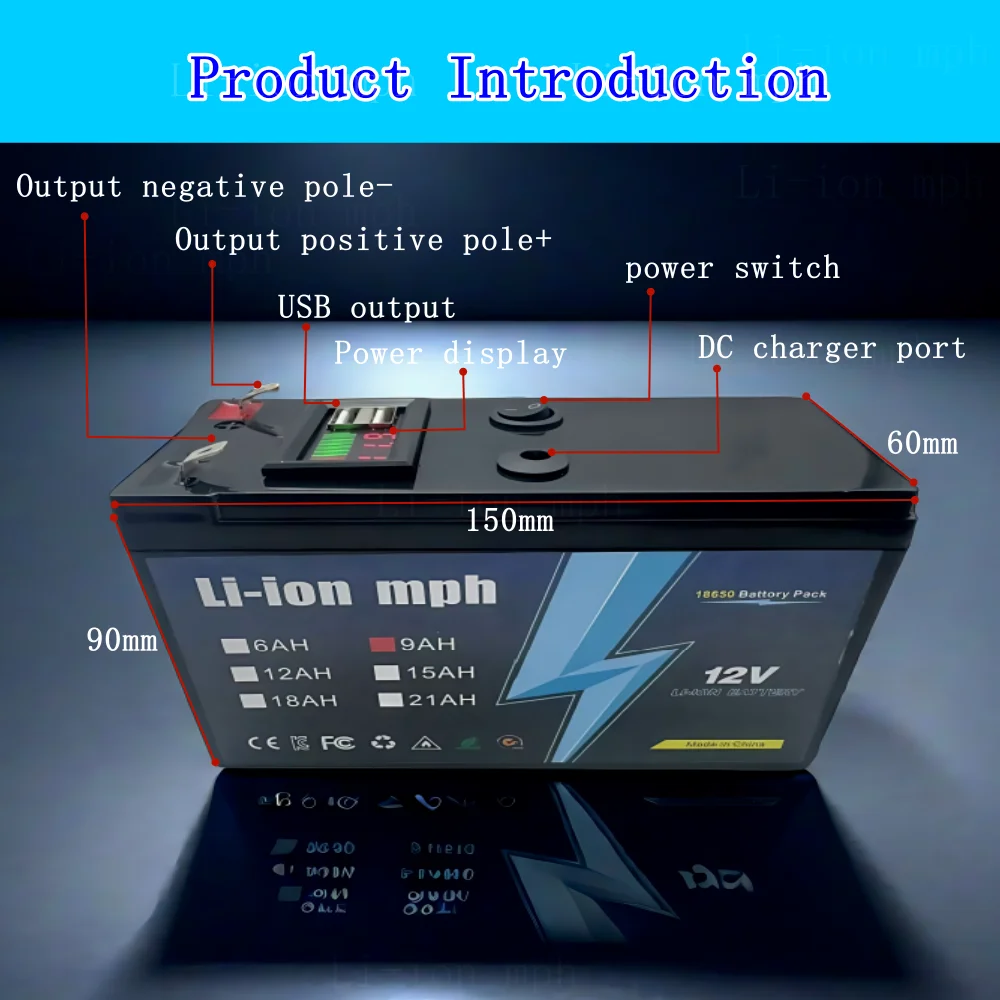 (Home energy storage)(Outdoor charging)🚐12V 6-21AH Lithium Battery w/ BMS | RV, Boat, Solar & Off-Grid System Power Supply