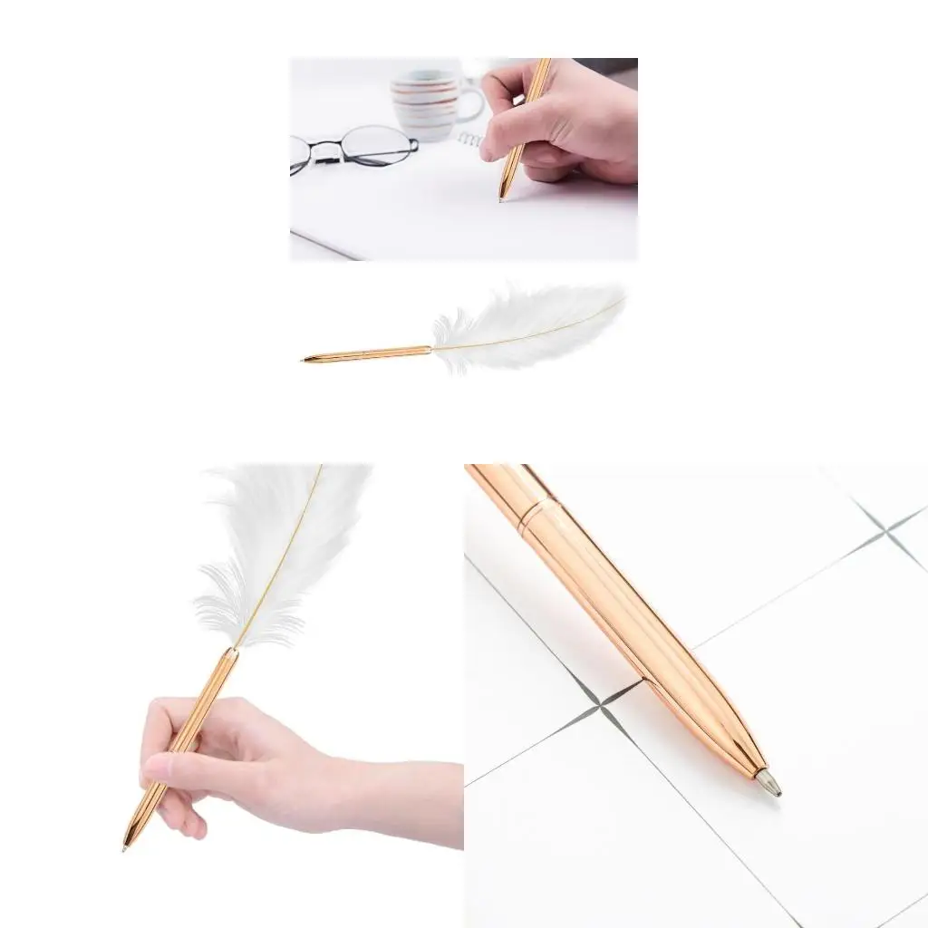  Feathered Ballpoint Pen Refillable Ballpoint Pen for Student Women Writing