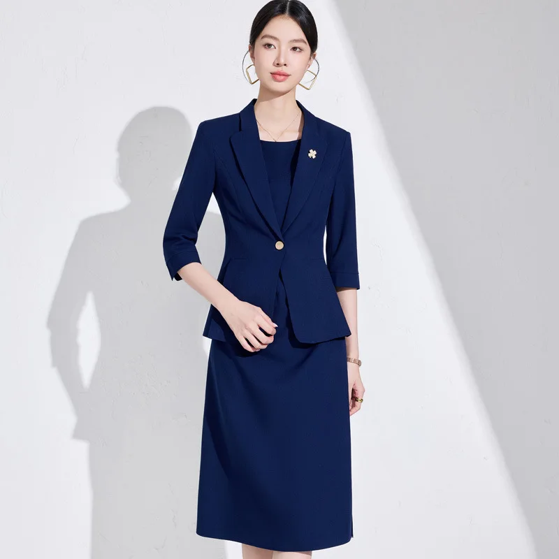 Women's suit dress set2025New Spring/Summer Elegant and Sophisticated Professional Formal Wear for Petite Hotel Front Desk Staff