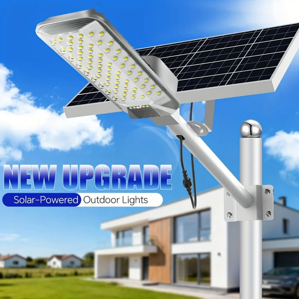 Lampadaire solaire, 240 °   Lampe murale extérieure grand angle, batterie 6000 mAh, IP65, télécommande pour cour, garage, allée