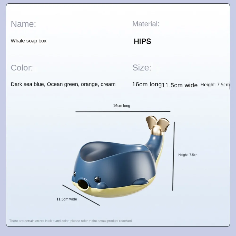 Quick-dry Soap Storage Rack Cartoon Dust Proof Whale Shape Soap Box Shatter-resistant Multi-purpose Storage Soap Container