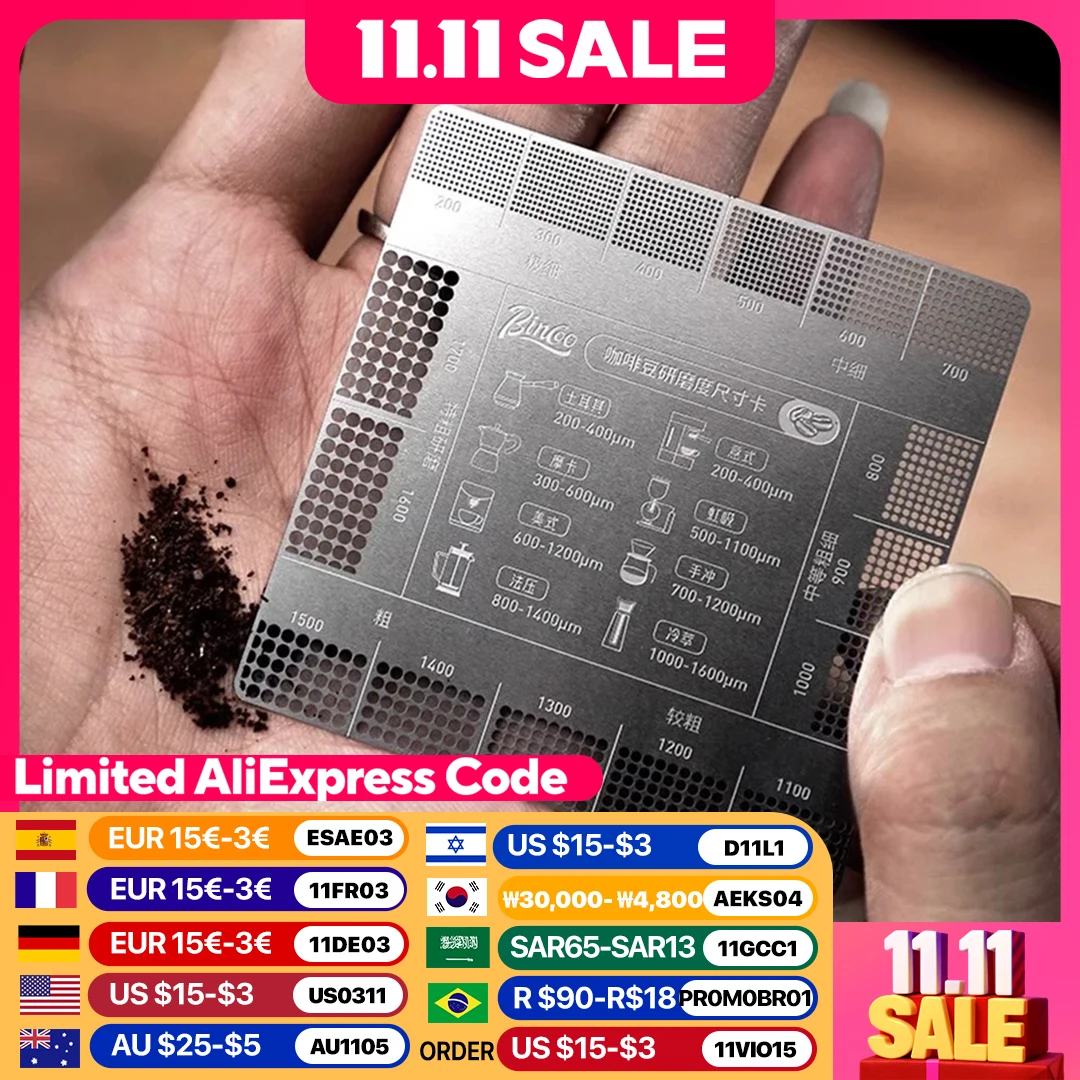 

Coffee Grind Reference Card 200-1700um Ground Coffee Coffee Tool Conversion Card Grinder Scale Measure Card Barista Tools