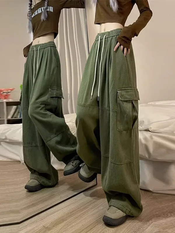 Pantaloni da lavoro blu intenso Pantaloni casual larghi a gamba larga lunghi fino al pavimento per uomo e donna Primavera Autunno Vita alta Vestibilità comoda