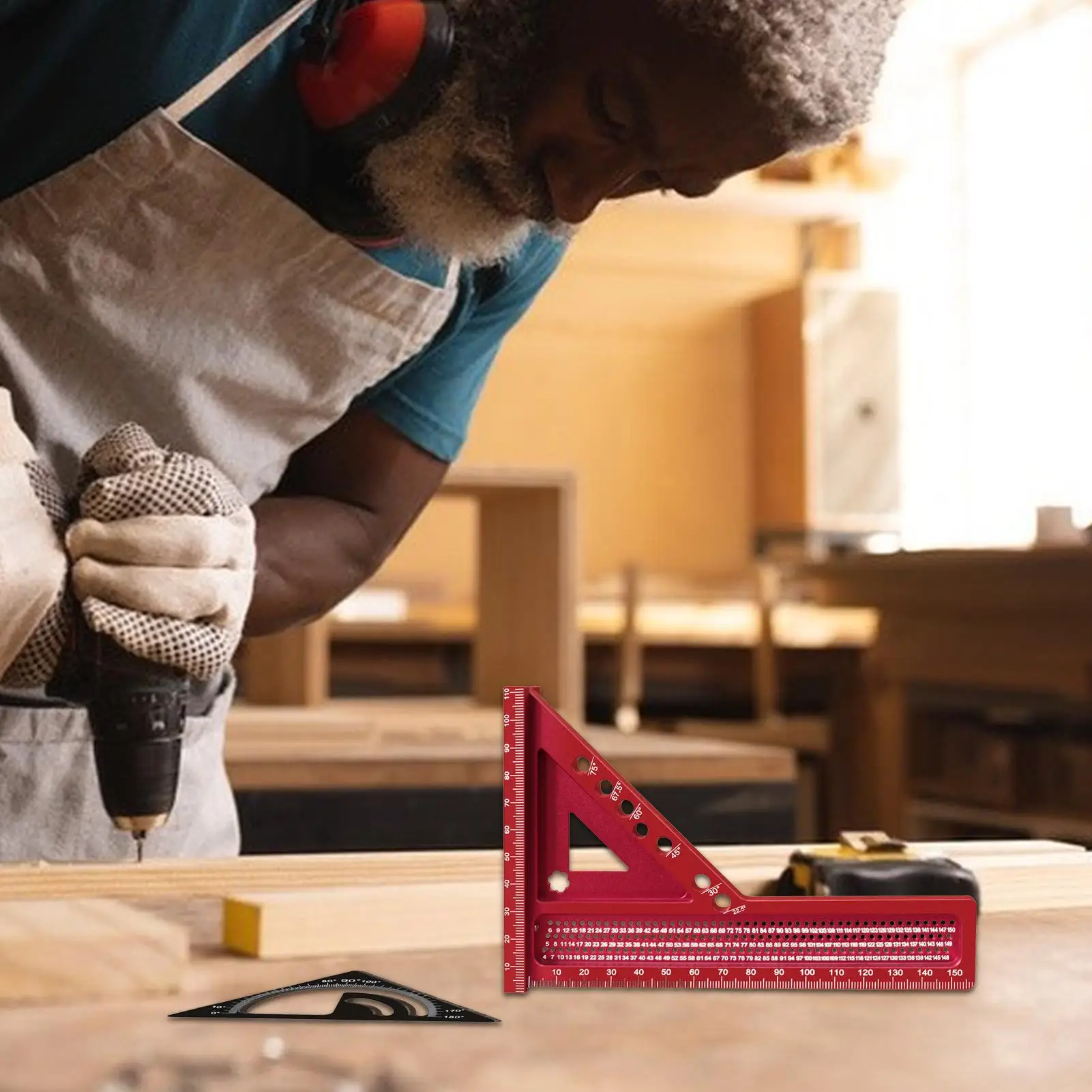 Woodworking Ruler Triangle Ruler Portable Precision Marking Multi-Angle Square For Drafting Woodworking Engineering Carpentry