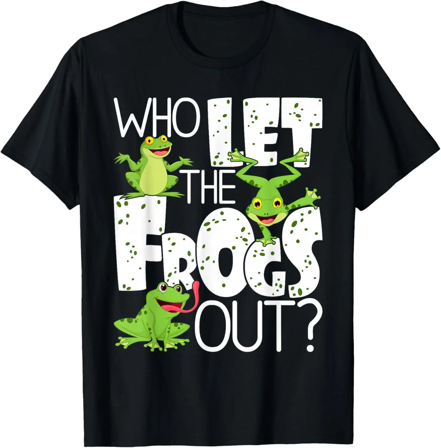 Who Let The Frogs Out - Funny Amphibian Lover Frog Owner T-Shirt Small 100% Cotton Trendy Y2K Short-Sleeve Tee-Soft,