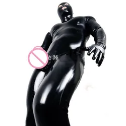 Catsuit de látex de PVC para hombre, traje Sexy de piel sintética para Club nocturno, body completo, leotardo erótico para fetiche Gay