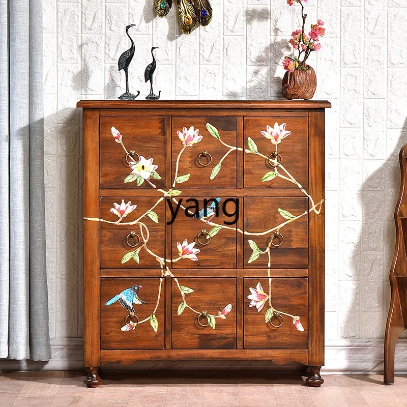 LH Entrance Cabinet Fragrant Camphor Wood Nine Dou Storage Side Cabinet Household Small Apartment Solid