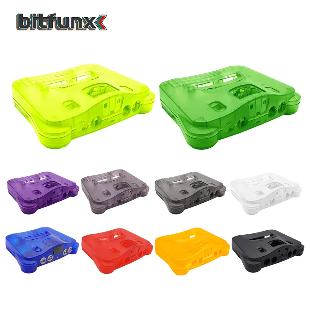 Bitfunx coque en plastique de remplacement boîtier translucide pour N64 Nintendo 64 boîtier de remplacement boîtes transparentes