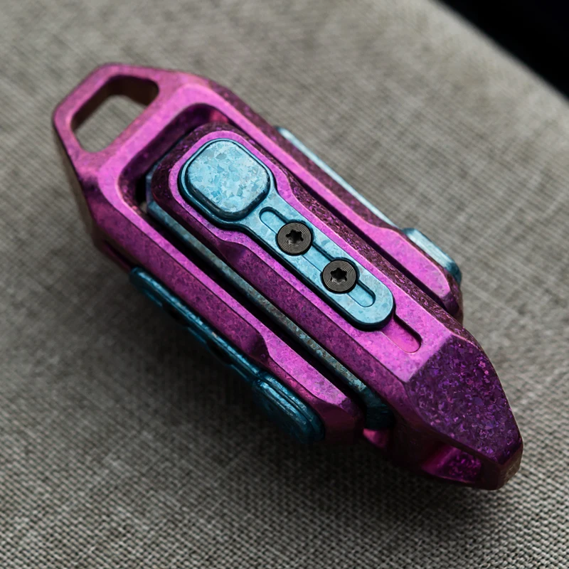 Outdoor Portable EDC Multi Functional Ice Crystal Color Titanium Alloy Finger Gyroscope Push Plate Pop Coin Creative Gift Toys