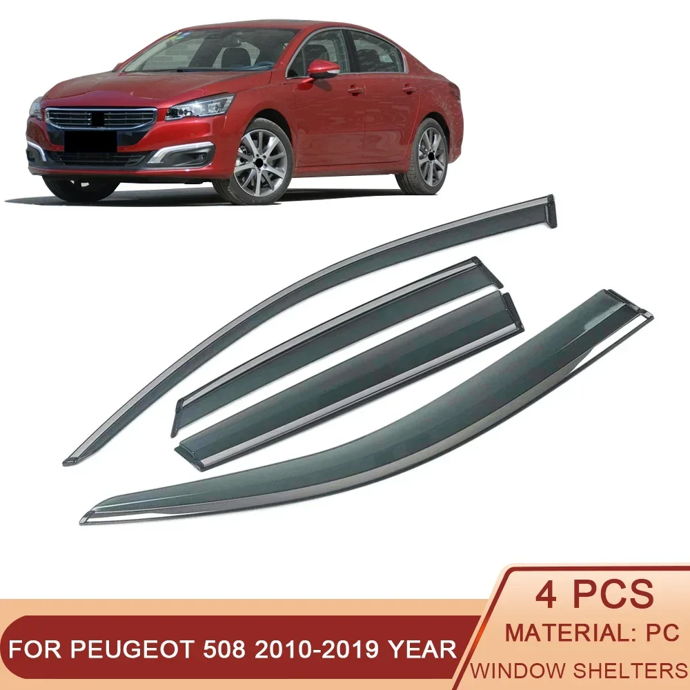 

For PEUGEOT 508 2010-2019 Car Window Sun Rain Shade Visor Shield Shelter Protector Cover Trim Frame Sticker Exterior Accessories