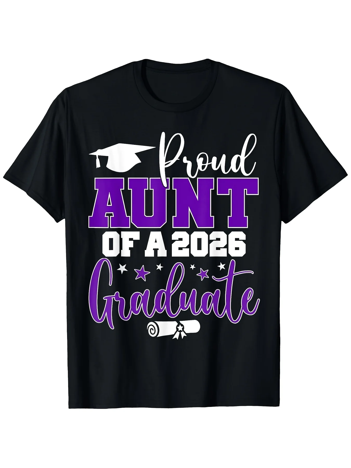 Unisex Crew Neck T-Shirt Aunt Senior 2026 Proud Aunt of a Class of 2026 Graduate T Shirt Graphic Tees Men T Shirt Funny Tshirt S Same Style for Men And Unisex 2026 Summer Short-Sleeved Printed T-Shirt Lightweight And Comfortable Fabric Suitable for