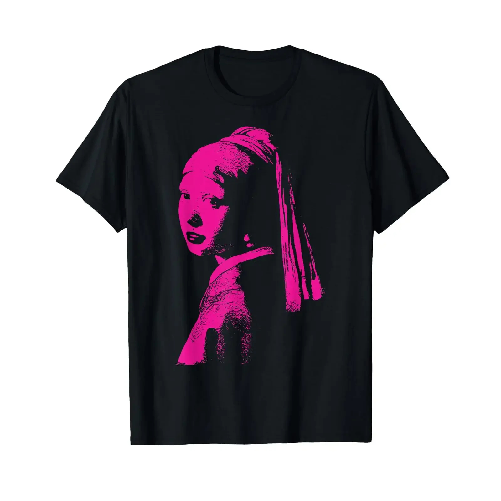 Purple Monochrome Girl with a Pearl Earring Johannes Vermeer T Shirt vintage Washed Unisex Casual Slightly Breathable Stylish