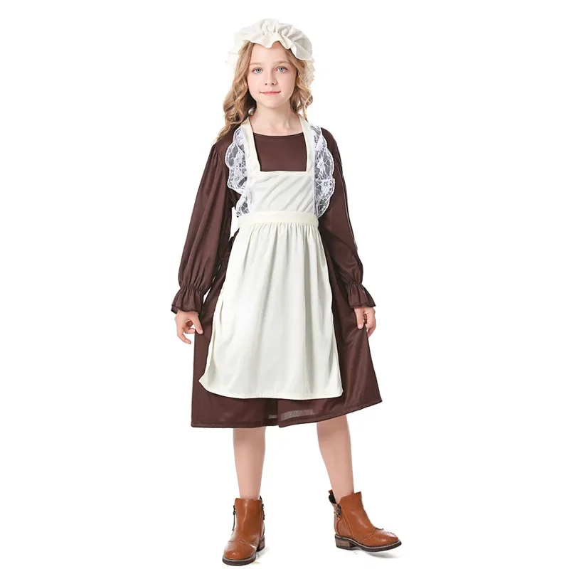 

Maid Costume Girl Cartoon Character Farm Cosplay Field Dress Costume Children's Halloween Victoria Maid Costume With Apron
