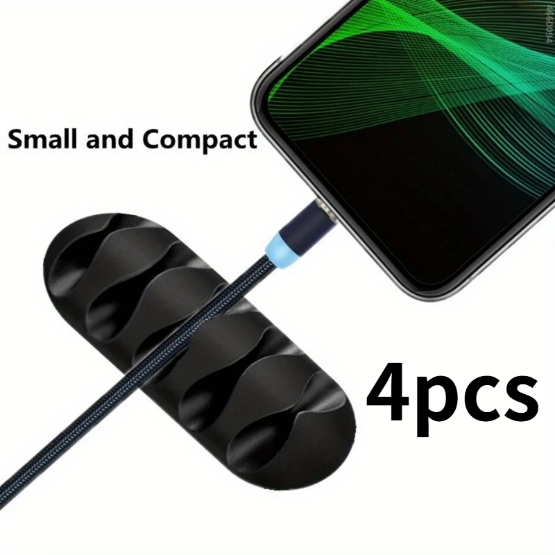 4pcs Cable Organizer Management Wire Holder Flexible 5 Hole USB Cable Winder Tidy Silicone Clips For Earphone Protector