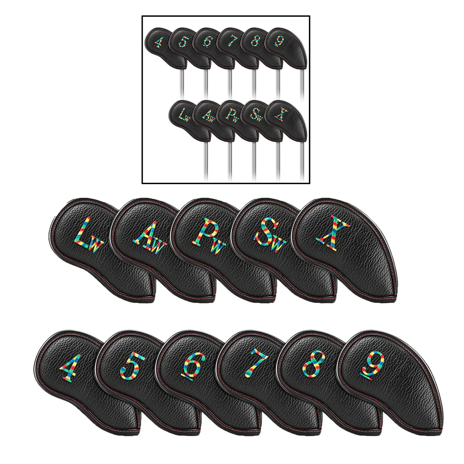 11PCS/Set Golf Iron with Leather Hybrid Club covers for head Deluxe