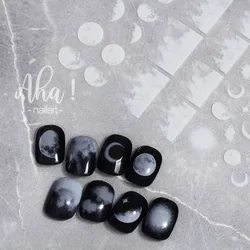 3D Nail Art Stickers Translucence Moon/Star/Cloud Ultra-thin Nail Decals 3d Self-Adhesive White Cloud Moon Star Kawaii Sliders