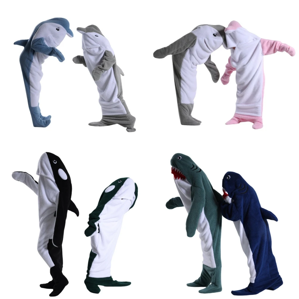 Anime Dolphin Killer Whale Shark Cosplay Costume Kigurumi Pajamas Jumpsuits Winter Flannel Plush Adult cartoon