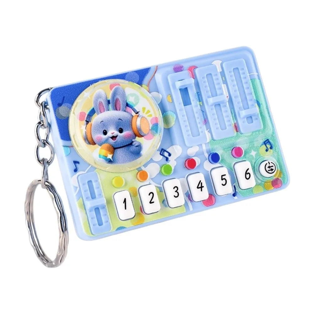 Mini DJ Live Pendant Working Finger Piano Rhythm Key Electronic Keyboard Keyring Cartoon Interactive Music Game Console Keychain