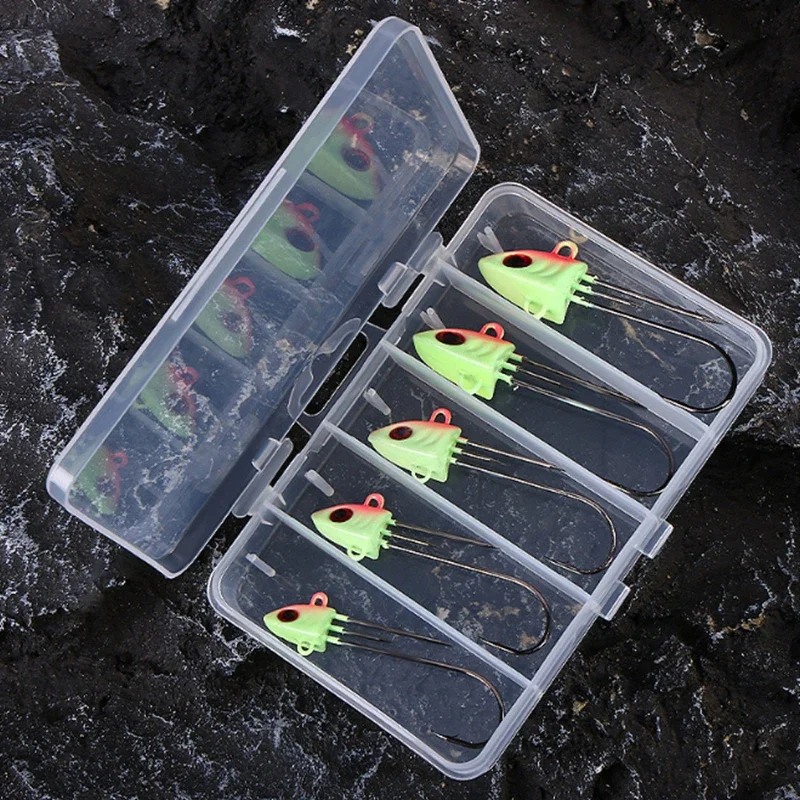 5Pcs Set Night Sea Fishing Tenya Jig Head Luminous Glow 5g 7g 10g 13g 16g High Carbon Steel Sharp Hook for Hairtail Tachiuo Pro