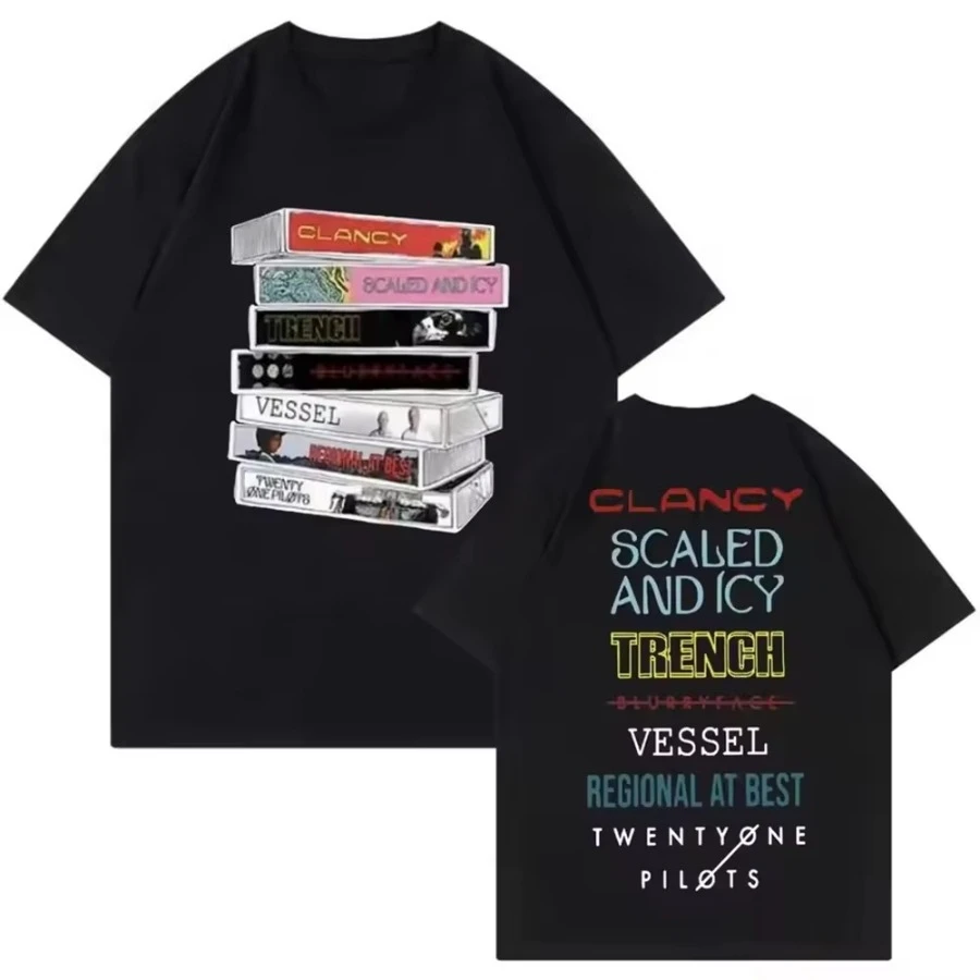 Rock Band Twenty One Pilots Album Graphic Men Clothing Haikyuu Short Sleeve Round Neck Printing Pullover Women's Retro T-Shirt