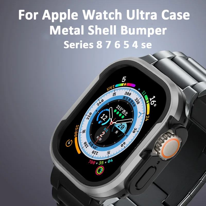 Metal Case For Apple Watch Ultra 49mm Accessories Protector TPU Bumper Tempered iwatch series 8 7 6 se 45mm 41mm 44mm 40mm cover