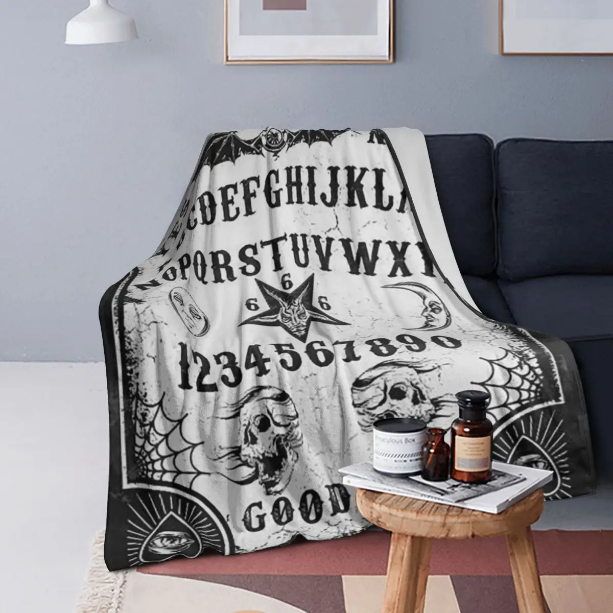 

Ouija Board Bat Black Blankets Soft Warm Flannel Throw Blanket Bedding for Bed Living room Picnic Travel Home Couch