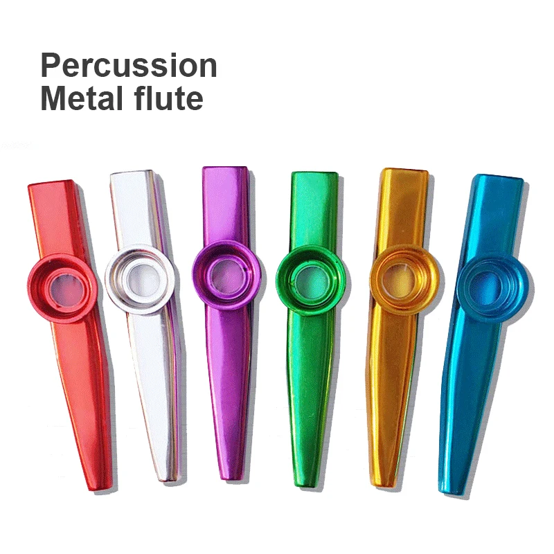 Kazoo-Instrumento de percusión de Metal, instrumento de música Orff, armónica de flauta Kazu de Metal, regalo de fiesta para niños, juguete de juego para bebés, 12 colores