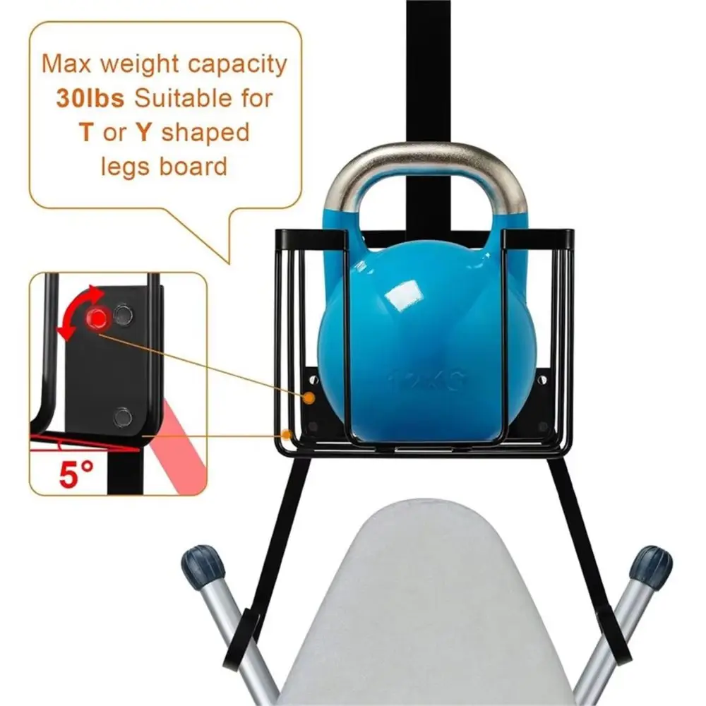 T Shape Design Iron Holder Wall Mount No Drilling Ironing Board Hanger Strong Load-bearing Two-in-One Hooks Storage Rack