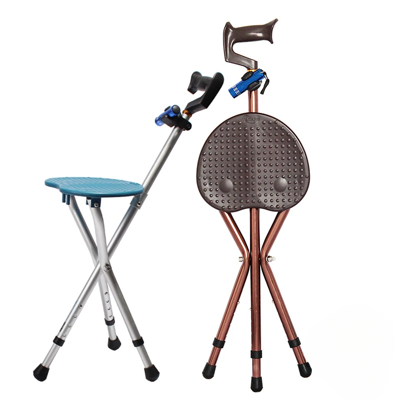 

Elderly crutch stool aluminum alloy thick adjustable light and stable three-legged crutch chair.