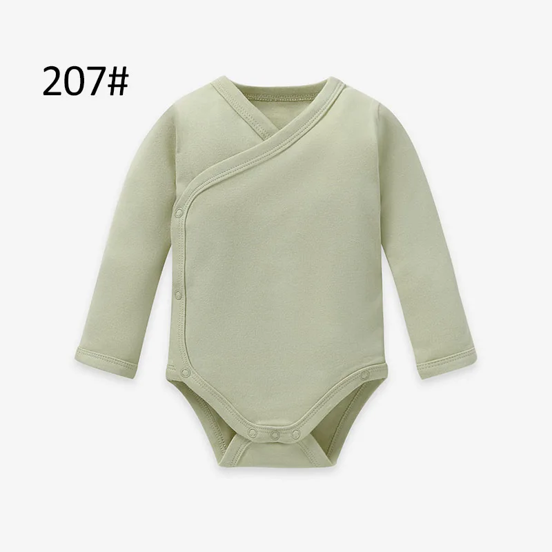 Infant Cotton Monk Romper, European & American Style Partial Placket Long Sleeve Climbing Outfit, Multi Color Newborn Jumpsuit