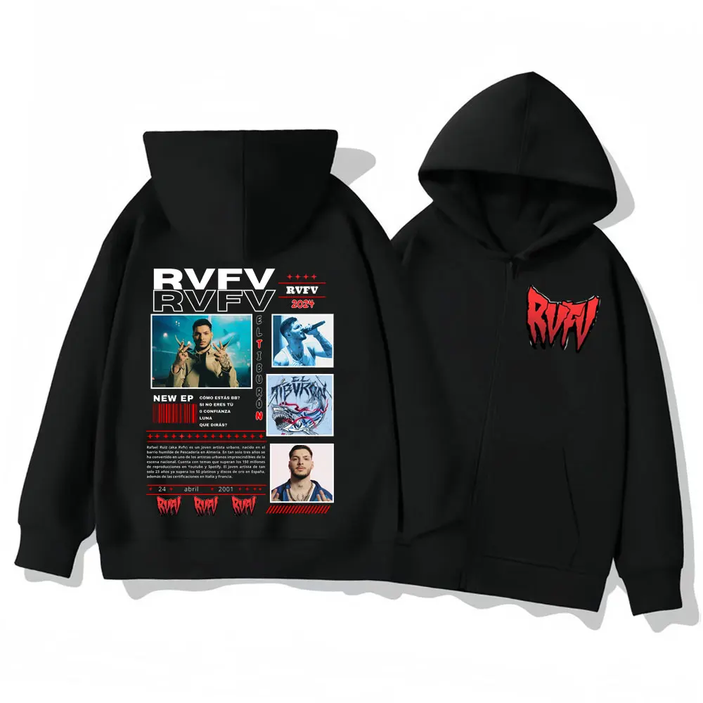 

Rapper RVFV Eltiburón Tour 2025 Zipper Hoodie Men Women Clothing Hip Hop Trend Zip Up Pullovers Harajuku Y2k Fashion Sweatshirts