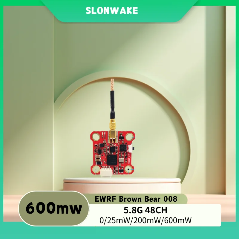 

EWRF Brown Bear 008 5.8G 48CH FPV Transmitter PitMode 0/25mW/200mW/600mW 7-26V Adjustable VTX launcher for RC FPV Racing Drone