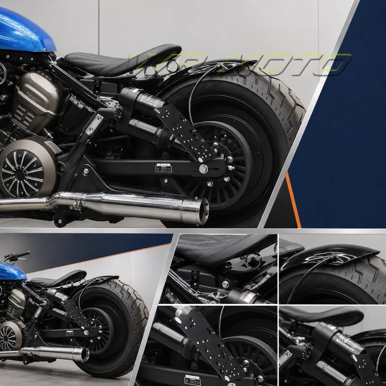 Bolt-On No Mod Spring Solo Seat & Cut-Down Rear Fender Kit Fit For BENDA ROCK 707 Motorbike Upgrade