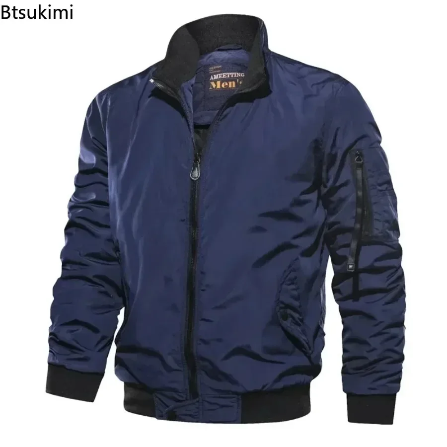 2026 Men\'s Fashion Cotton Warm Jackets Slim Fit Bomber Jacket  Autumn Winter Outdoor Casual Long Sleeve Warm Coats for Men 5XL