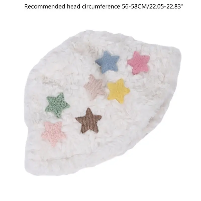 652F المرأة لطيف ملون نمط نجمة دلو قبعة الشتاء القطيفة بيني قبعة الصياد