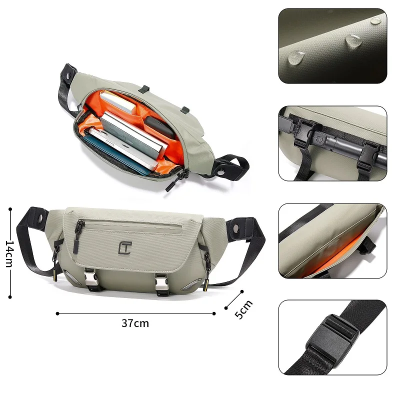 

TangCool Men Chest Bags Nylon Man Cycling Bags Waterproof Waist Bag Unisex Shoulder Bags
