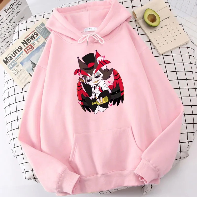 Anime Helluva Boss Hoodies Women Husk Manga Hazbin Hotel Sweatshirts Streetwear Cartoon Female Graphic Winter Clothing Tops