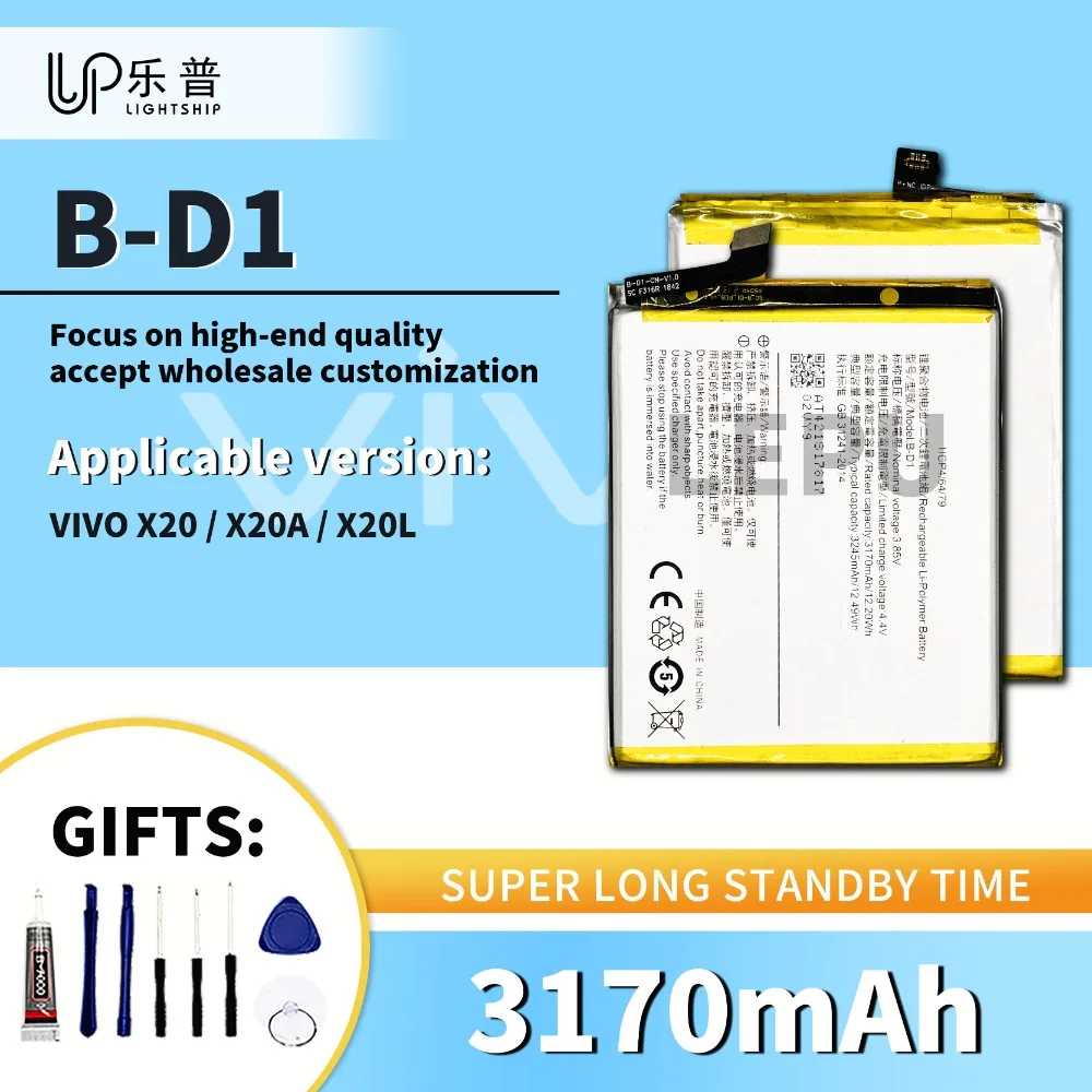

Batteries Original B-D1 3170mAh 100% New VIVO X20 X20A Quality Battery with Tool Kits VIVO X20L Replacement Phone Battery B-D1