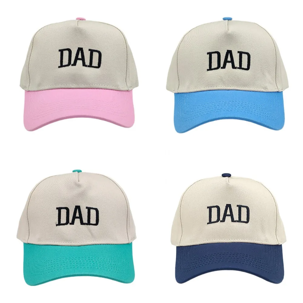 2pcs/set Retro Letter Embroidered Mom Dad Baseball Cap Two-Tone Adjustable Parent Matching Hat Baseball Hats For Man Women