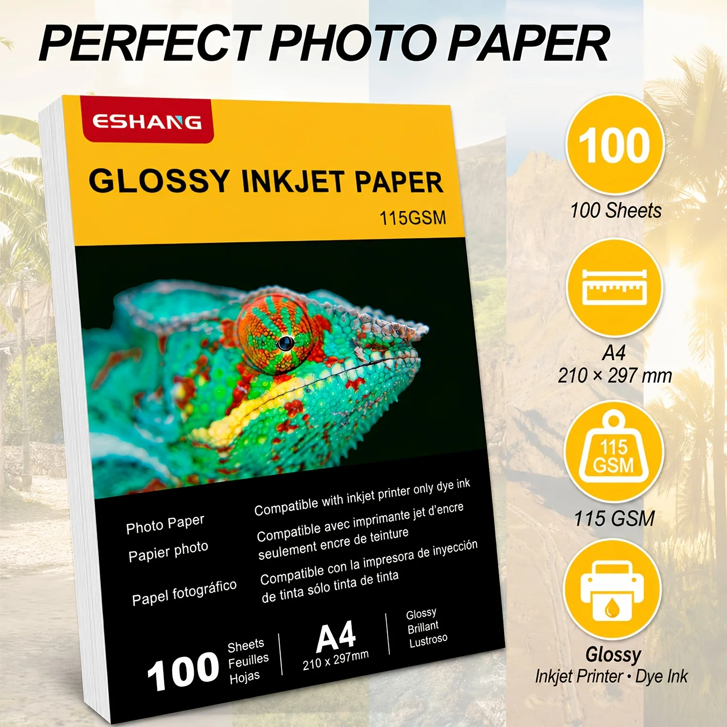 A4 Glossy Photo Paper 100 Sheets, 115gsm Lightweight Inkjet Printer Paper for Chip Bags, DIY Crafts, Party Favors, Flyers & Stic